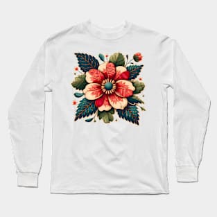Stitched flower Long Sleeve T-Shirt
